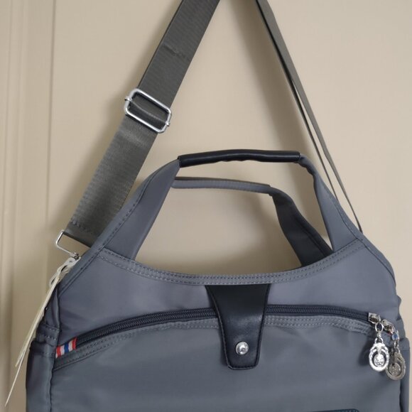 NWT Nineteen O.5 Anti-theft Sporty Hand Bag Multiple Sections Nylon Gray Color - Picture 1 of 16